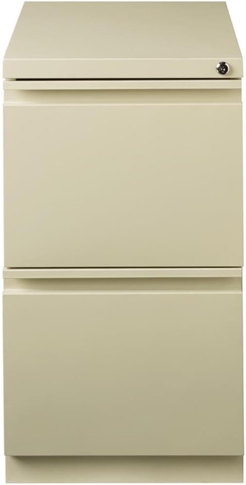 Hirsh Industries Scranton &amp Co 20 2-Drawer Metal Mobile Pedestal Filing Cabinet Beige Finish 27.75 H Hidden Casters Letter-Size File Compatibility Lockable Commercial Grade Office Furnitur
