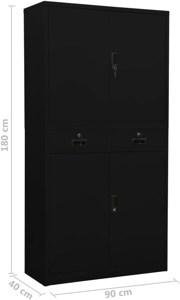 Metal Office Cabinet 70.9 Tall Steel Lockable File CabinetLocking Tool Cabinet Garage Steel Storage Cabinet for Home Office Black 35.4x15.7x70.9 Steel(G) -AA