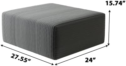 27.5 Corduroy Ottoman Seat Module for Modular Sectional Sofa DIY L-Shaped &amp U-Shaped Plush Corduroy Sofa for Living Room Dark Grey