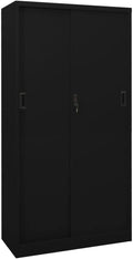 Office Cabinet with Sliding Door Black 35.4x15.7x70.9 SteelOffice CabinetStorage CabinetFiling Cabinets for Storing or Displaying Your Personal ItemsBooks