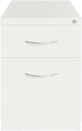 BOWERY HILL Metal Mobile Pedestal File Cabinet 20 Depth 2 Drawer Box-File White Finish Commercial-Grade Construction Hidden Casters Core-Removable Lock Compact Size for Office or Under Desk