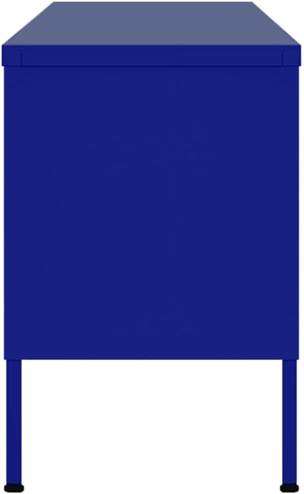 vidaXL Navy Blue Steel TV Cabinet Medium Rectangular Industrial Levelers