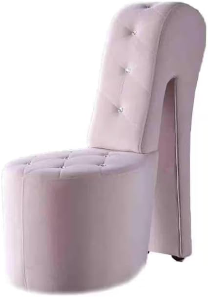 First of a Kind 19 Modern Shoe Chair - Crystal Studded Velvet High Heel Chair with Medium Firm Comfort - Luxurious Decor Addition for Bedroom Living Room &amp Studio (Pink)