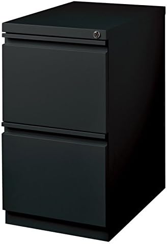 Scranton &amp Co Metal Mobile Pedestal Filing Cabinet 23 in Deep 2-Drawer File/File Configuration Black Finish Ball-Bearing Suspension Hidden Casters Lock Included Letter File Storage Office