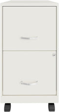 Pemberly Row 2-Drawer Mobile Vertical Filing Cabinet 18in Metal Pearl White Finish Lockable Storage Letter-Size File Drawer Smooth Glide Suspension Compact Office Furniture with Casters
