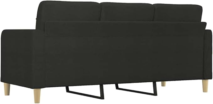 vidaXL Modern 3-Seater Sofa in Black Fabric 70.9 Wide for Comfortable Seating Ideal for Living Room Lounge or Office Space