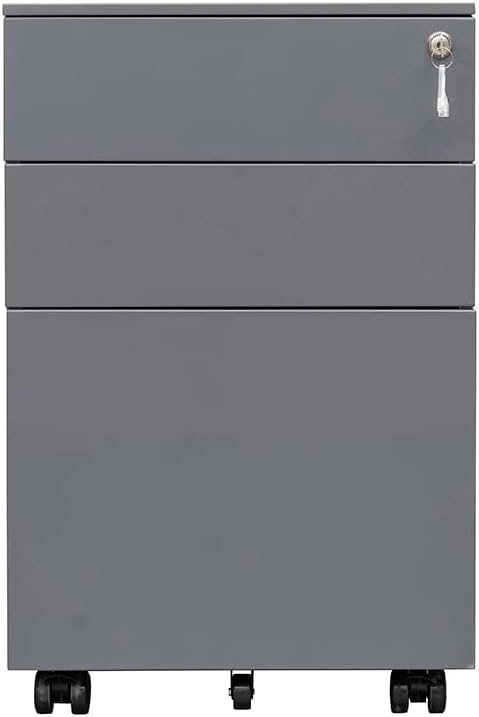 3 Drawer Mobile File Cabinet with Lock Steel File Cabinet for LegalLetterA4F4 Size Fully Assembled Include Wheels Home Office Design