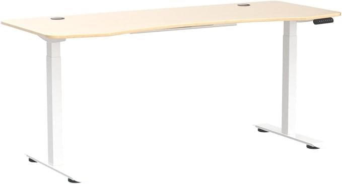 Electric Standing Desk 71 x 32 Inches Dual-Motor Height Adjustable Desk Electric Sit Stand Desk Home Office Desks (71 Natural Maple Ergonomic/White Frame)
