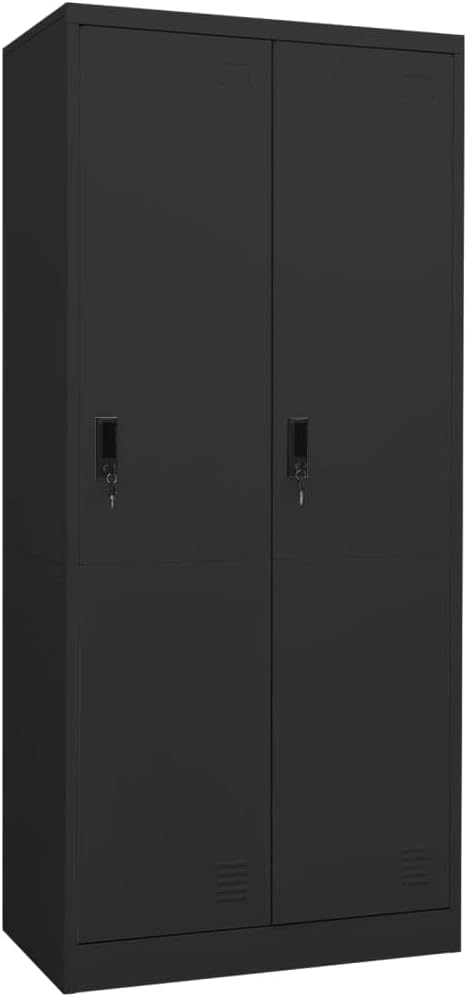 Steel Storage Wardrobe Cabinet Locker with Lock Door Anthracite Metal Wardrobe Armoire Closet with Hanging Rod for Office Home School EmployeeGymFire Department (Style F)