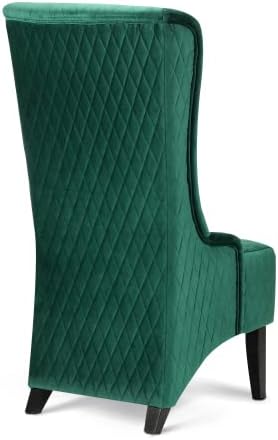 Throne Chair for Living Room Modern High Back Upholstered Green Fabric Chair Wingback Dining Chairs with Wooden Legs Mysterious Gothic Decor for Home Office Dining Room Table Head Chairs