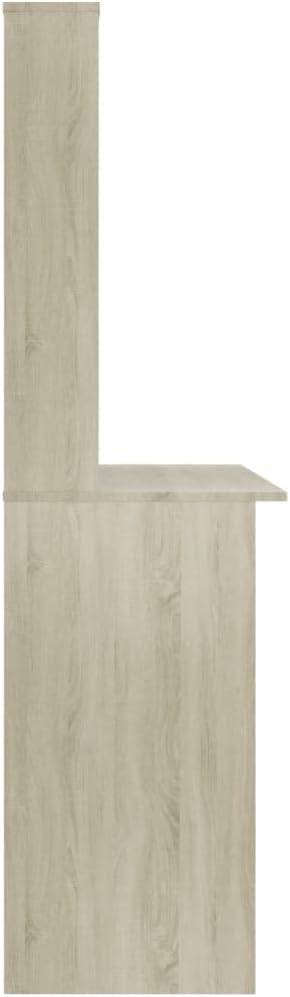 Modern Writing Computer Desk with Shelves and Upper Cabinet Home Office Desk Writing Study Table PC Desk Workstation for Bedroom Sonoma Oak 43.3x17.7x61.8 Engineered Wood(B)