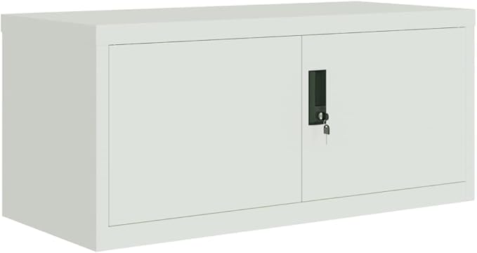 Light Gray File Cabinet 35.4 Steel Home Office Storage Organizer with Lockable Doors