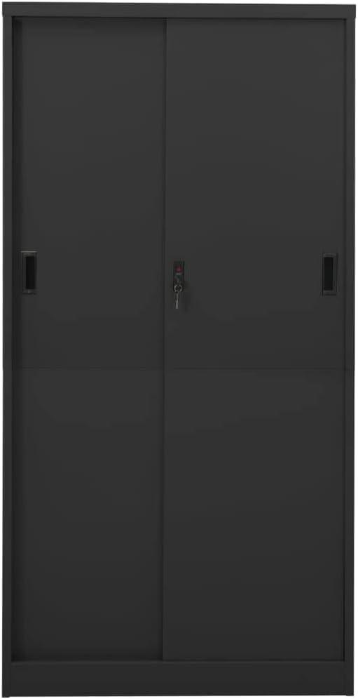 Office Cabinet with Sliding Door Anthracite 35.4x15.7x70.9 SteelOffice CabinetStorage CabinetFiling Cabinets for Storing or Displaying Your Personal ItemsBooks