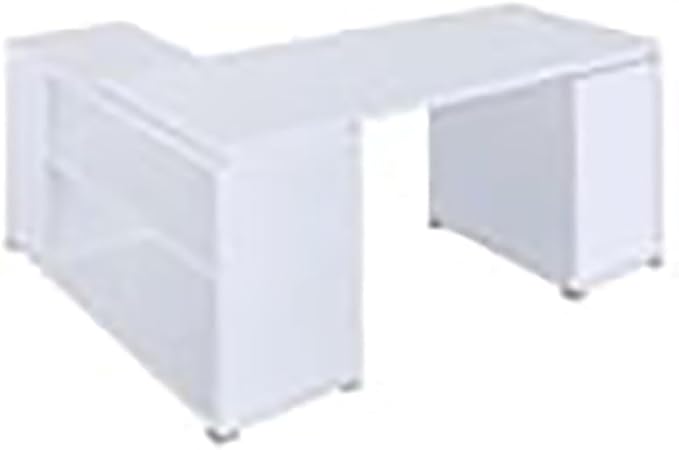 UrbanPro L-Shaped Wood Writing Desk 60 W x 47.25 D x 29.5 H White/Silver Finish MDF and Laminate Construction 3 Drawers with File Cabinet Open Shelves Reversible Home Office Desk