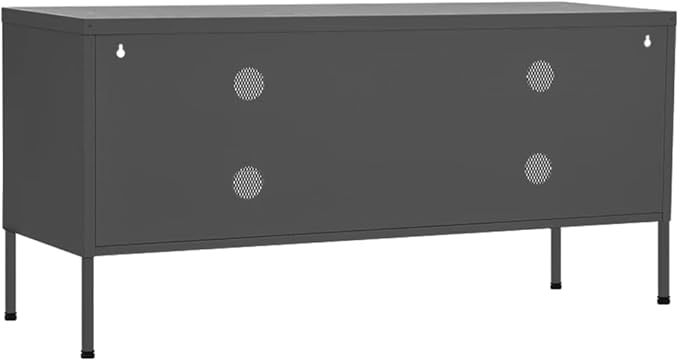 vidaXL Industrial Style TV Stand 41.3x13.8x19.7 Anthracite Steel Material with 2 Mesh Doors &amp Cable Management Holes.