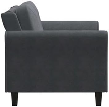 Hawthorne Collections Rolled Arm Microfiber Loveseat Dark Gray Upholstery Solid Wood Frame Button Tufted Back 56.3 in Wide Comfortable Sofa for Living Room or Small Spaces