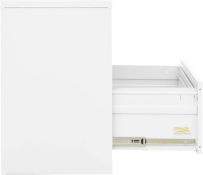 White Steel File Cabinet with Lock 2-Drawer Office Storage Cabinet for Home Office Legal/A4/Letter Size Filing 198.4 lb Capacity 35.4”x18.1”x28.5”