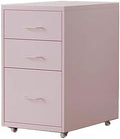 Yellow Rolling Iron File Cabinet - Under Desk Storage with 3 Drawers Removable File Organizer Compact Size (28cm x 41cm x 48cm) for Home Office Use