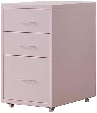Yellow Rolling Iron File Cabinet - Under Desk Storage with 3 Drawers Removable File Organizer Compact Size (28cm x 41cm x 48cm) for Home Office Use