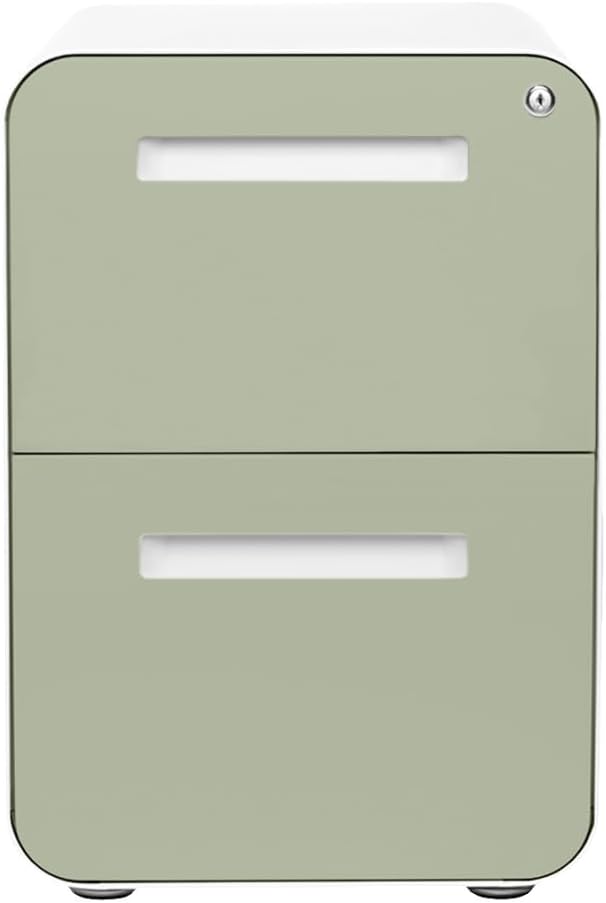 Laura Davidson Furniture Stockpile 2 Drawer Mobile File Cabinet with Lock - Under Desk Metal Filing Cabinet Legal/Letter File Folders Wheels and Stationary Feet Pre-Assembled Sage Green