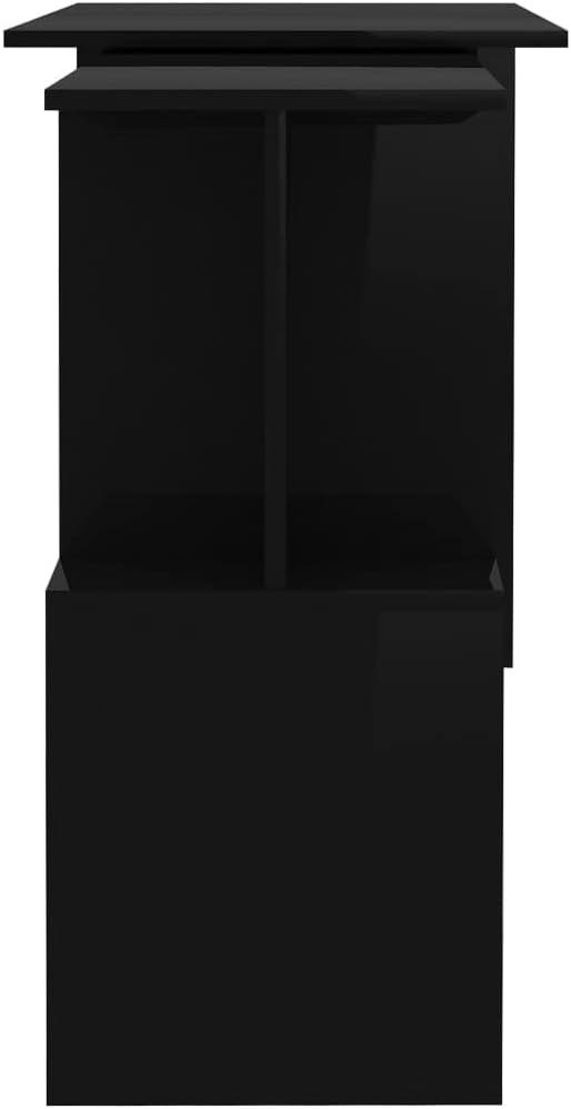 Rotatable Corner Desk Modern Writing Computer Desk Home Office Desk Writing Study Table PC Desk Workstation for Bedroom High Gloss Black 78.7x19.7x29.9 Engineered Wood(G)