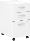 Scranton &amp Co 3 Drawer Mobile File Cabinet 27.87 H x 15.7 W x 20.15 D Laminate Over Engineered Wood White Finish Brushed Nickel Hardware Locking Drawers Smooth Rolling Casters Office Sto