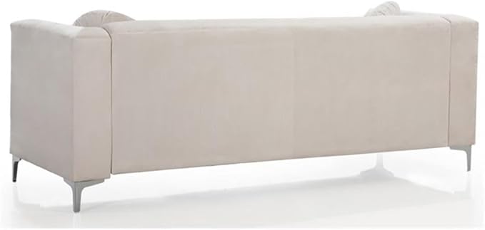 Glory Furniture Pompano Velvet Sofa in Ivory