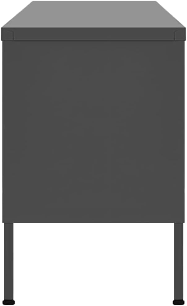 vidaXL Industrial Style TV Stand 41.3x13.8x19.7 Anthracite Steel Material with 2 Mesh Doors &amp Cable Management Holes.