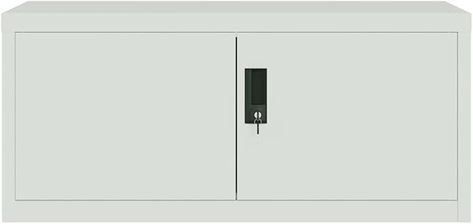 Light Gray File Cabinet 35.4 Steel Home Office Storage Organizer with Lockable Doors