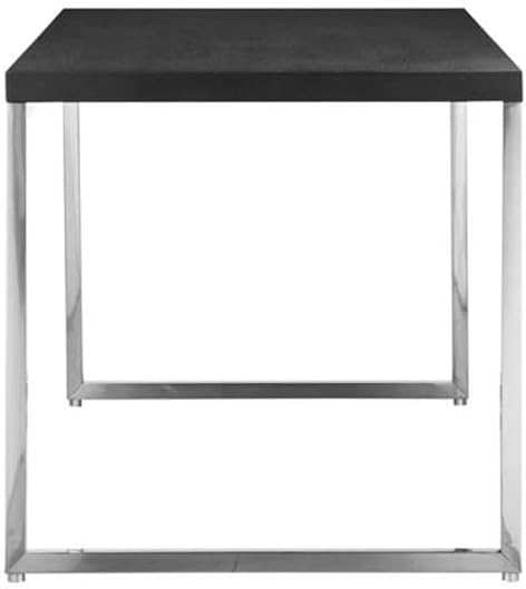 Pemberly Row Modern Writing Desk Wood Veneer &amp High Polished Steel Black Finish 59 W x 30 D x 30 H Rectangular Design Simple Style Home Office Desk for Work or Study Use