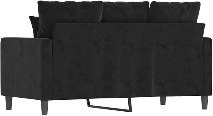 vidaXL Modern 2-Seater Black Velvet Sofa with Sturdy Metal Frame – Deep Comfort Seat - Ideal for Living Room Lounge or Home Office