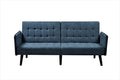 Sora 78 Modern Convertible Sofa Bed - Reclining 2-Seater to Full Sleeper w/Linen Upholstery - Space Saving Sofa Bed with Wooden Legs (78 L x 35 W x 35 H) Blue