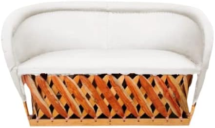 Love Seat Equipal Furniture Handmade By Equipales San Jose White Color Mexican Traditional Style Ideal for your home house garden office restaurant hotel bar beach living room bedroom equipal