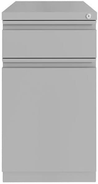 BOWERY HILL Mobile Pedestal File Cabinet 20 D 2-Drawer Steel Construction Arctic Silver Finish Hidden Casters Backpack Drawer for Office or Home Workspace Storage