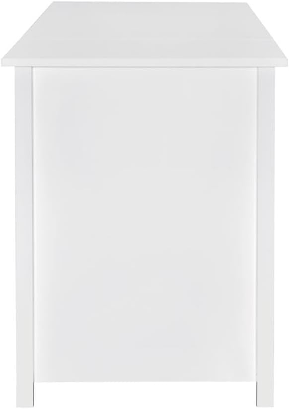 BOWERY HILL Contemporary Wood Lift Top Home Office Desk High Gloss White Finish 60 in Wide MDF and Particle Board Construction 4 Drawers Storage Trays Ergonomic Workspace