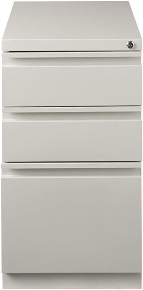 Scranton &amp Co 3-Drawer Modern Metal Mobile Pedestal File Cabinet in Light Gray