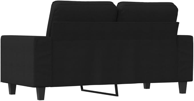 vidaXL Modern Fabric 2-Seater Sofa Comfortable Lounging Couch with Thick Padding Breathable Polyester Upholstery Sturdy Metal Frame for Home Office Living Room - Black