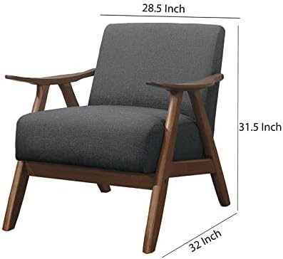 Benjara Fabric Upholstered Accent Chair with Curved Armrests Gray