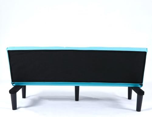 Futon Sofa Bed Modern Folding Couch for Small Space Faux Leather Convertible Loveseat Sleeper Bed Daybed Recliner Lounge Sofas for Living Room2 Cup HoldersMetal LegsRemovable Armrests (BLUE)