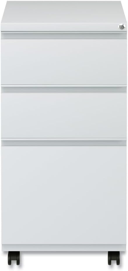 Alera PBBBFLG Three-Drawer Pedestal File with Full-Length Pull 14 7/8 x 19 1/8 Light Gray