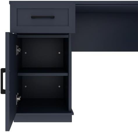 Bellemave L-Shaped Computer Desk with Drawers Hutch and Bookshelf Home Office Desk Corner Gaming Computer Desk with Power Outlet Study Table Writing Desk Antique Blue