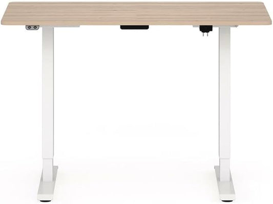 BOWERY HILL Modern Height Adjustable Standing Desk 47.2 W x 23.62 D x 22.76-44.96 H MDF and Metal Construction Natural and White Finish Home Office Desk for Work or Study