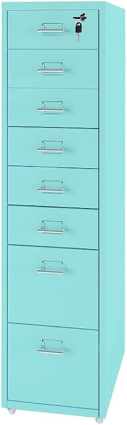 File Cabinet with 8 Drawer Metal Mobile File Cabinet with Lock Casters Under Desk Metal Filing Cabinet for(Color:Lake Blue)