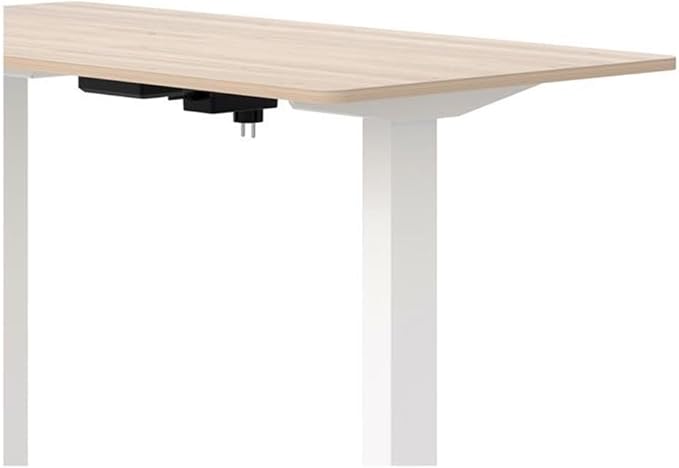 BOWERY HILL Modern Height Adjustable Standing Desk 47.2 W x 23.62 D x 22.76-44.96 H MDF and Metal Construction Natural and White Finish Home Office Desk for Work or Study