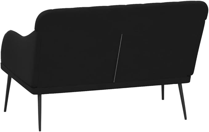 vidaXL Bench Black Velvet (100% Polyester) Metal Plywood Two Seater