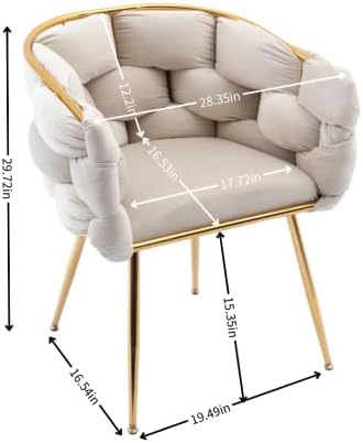 Luxury Modern Simple Leisure Velvet Single Sofa Chair Bedroom Lazy Person Household Dresser Stool Manicure Table Back Chair (Beige + Velvet)