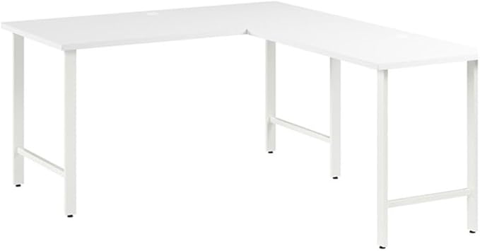 Bush Business Furniture Hustle 60W x 30D L Shaped Computer Desk with Metal Legs in White Modular Corner Table for Home and Professional Office