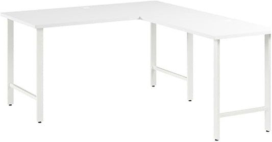 Bush Business Furniture Hustle 60W x 30D L Shaped Computer Desk with Metal Legs in White Modular Corner Table for Home and Professional Office