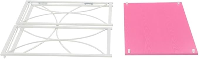 Pemberly Row Folding Desk 39.5 x 19.75 x 29.5 in Pink Wood Top White Metal Frame Space-Saving Design Lightweight Portable Desk for Home Office Dorm Room Compact Workspaces