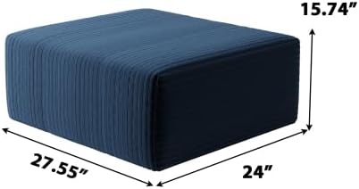 27.5 Corduroy Ottoman Seat Module for Modular Sectional Sofa DIY L-Shaped &amp U-Shaped Plush Corduroy Sofa for Living Room Blue